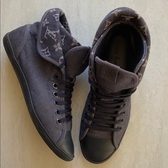 LOUIS VUITTON Monogram Denim High Top Sneakers - Picture 9 of 14